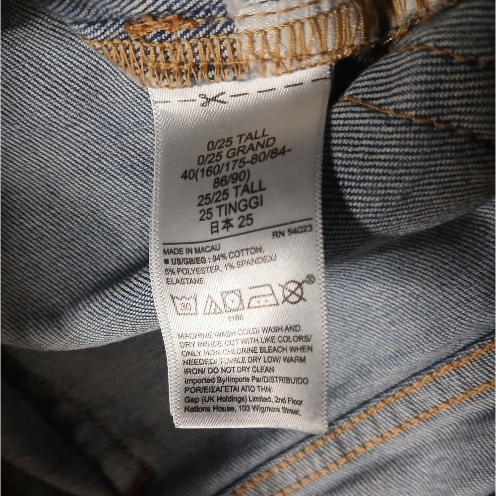 Gap Cigarette Jeans Womens 0/25 Tall Blue High Rise Raw Hem Distressed Slim Leg - Picture 6 of 7